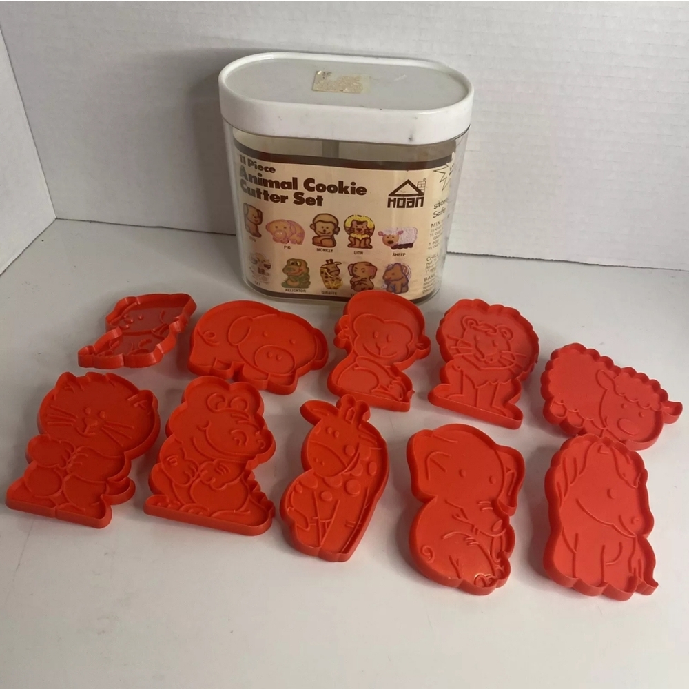 Hoan Animal Cookie Cutters Set With Recipe 1986 Vintage Animals